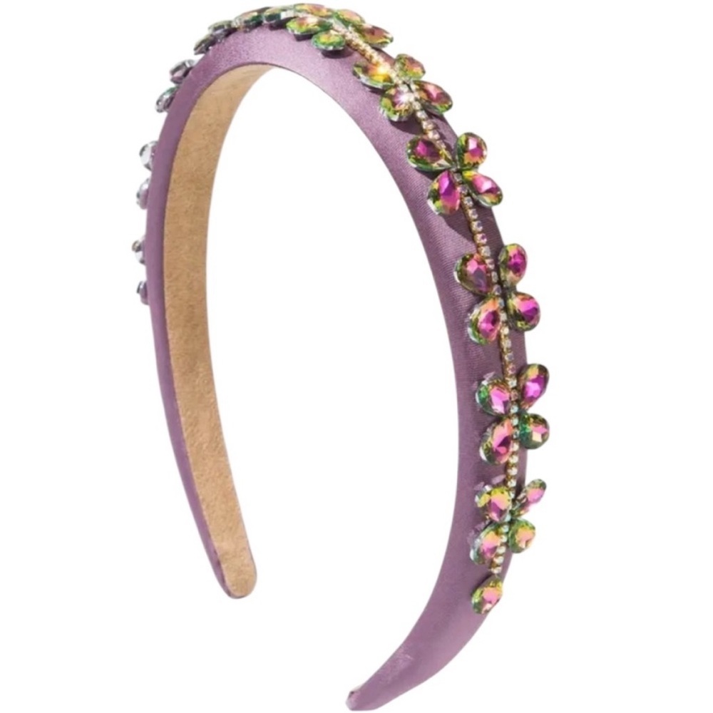 Purple Floral Rhinestone Embellished Headband